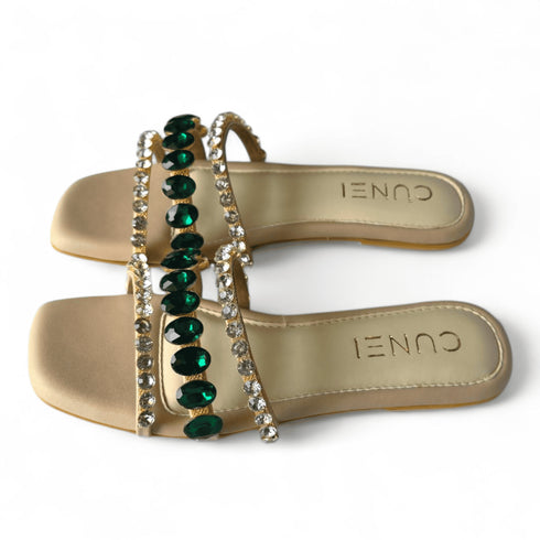 Emerald Green Flat Sandals