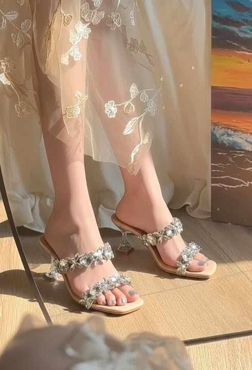 Crystal Two Strap Heels