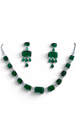 Emerald Green Necklace Earrings Set for Women - Party & Wedding Wear