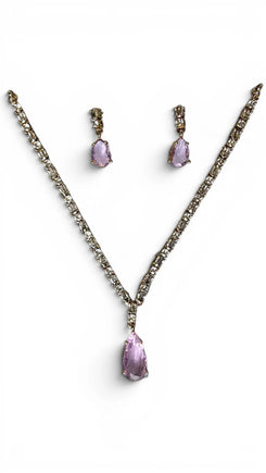 Light Pink & Gold Necklace Earrings Set for Women - Party & Wedding Wear
