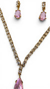 Light Pink & Gold Necklace Earrings Set for Women - Party & Wedding Wear