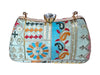 Light Blue Patchwork Chain Strap Clutch Bag