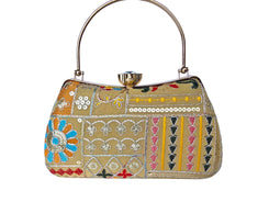 Light Yellow Patchwork Chain Strap Clutch Bag