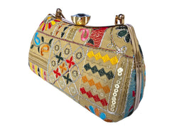 Light Yellow Patchwork Chain Strap Clutch Bag