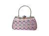 Light Pink Embroidered Chain Strap Clutch Bag