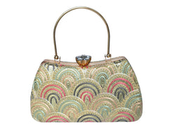 Light Green Embroidered Chain Strap Clutch Bag