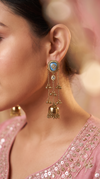 Aqua Stone Kashmiri Earrings for Women