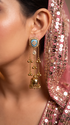 Aqua Stone Kashmiri Earrings for Women