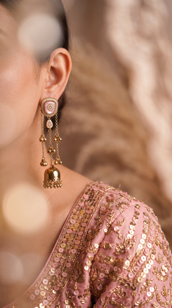 Pink Stone Kashmiri Earrings for Women