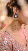 Dark Blue Meenakari Cascading Jhumka Earrings