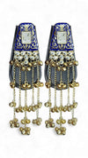 Dark Blue Meenakari Cascading Jhumka Earrings