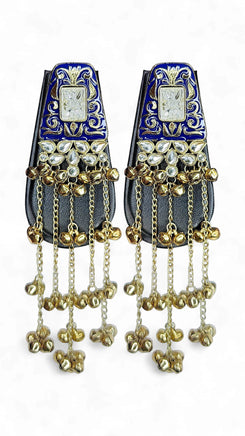 Dark Blue Meenakari Cascading Jhumka Earrings