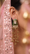 Green Meenakari Cascading Jhumka Earrings
