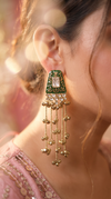 Green Meenakari Cascading Jhumka Earrings