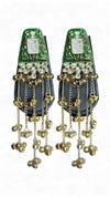 Green Meenakari Cascading Jhumka Earrings
