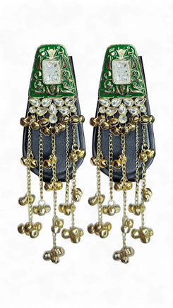 Green Meenakari Cascading Jhumka Earrings