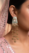 Light Blue Meenakari Cascading Jhumka Earrings