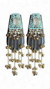 Light Blue Meenakari Cascading Jhumka Earrings