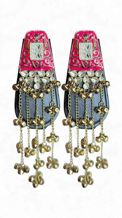 Pink Meenakari Cascading Jhumka Earrings
