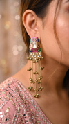 Multicolour Meenakari Cascading Jhumka Earrings