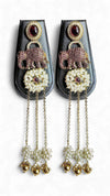 Antique Purple Elephant Drop Earrings with Stones & Pearl Tassels