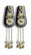 Antique Golden Elephant Drop Earrings with Stones & Pearl Tassels