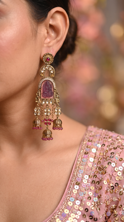 Pink Laxmi Dangling Earrings for Women