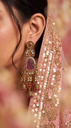 Pink Laxmi Dangling Earrings for Women