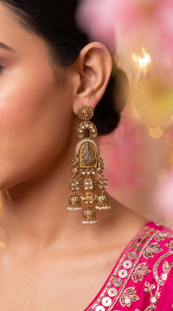 Yellow Laxmi Dangling Earrings for Women