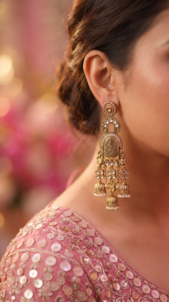 Yellow Laxmi Dangling Earrings for Women