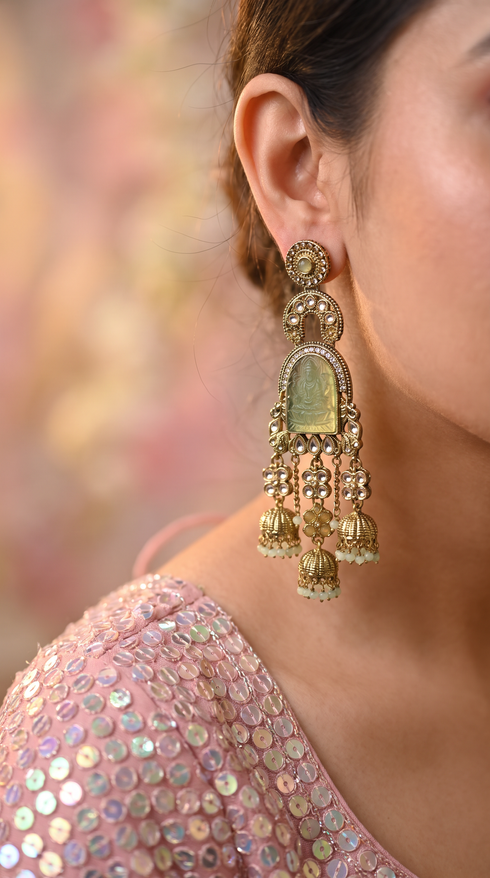 Mint Green Laxmi Dangling Earrings for Women