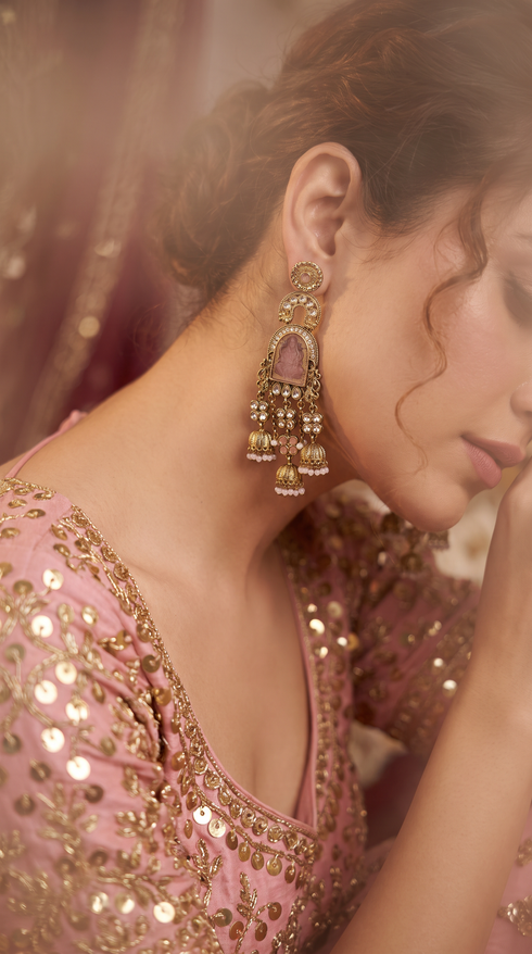Light Pink Laxmi Dangling Earrings for Women