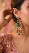Green Laxmi Dangling Earrings for Women