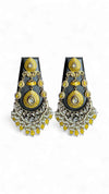 Yellow Meenakari Enamel Chandbali Earrings for Women