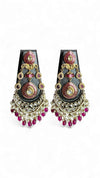 Pink Meenakari Enamel Chandbali Earrings for Women
