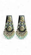 Mint Meenakari Enamel Chandbali Earrings for Women