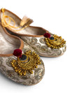 White Mirror Work Jutti for Women