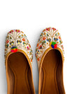 Colourful Bobble White Jutti for Women