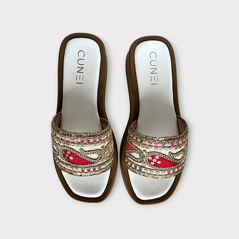 Multicolour Paisley Motif Embroidered Slider