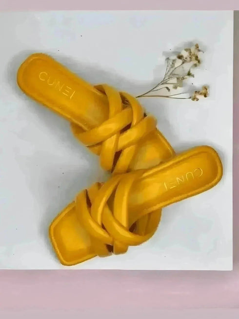 Apricot Crossed Flats - cunei