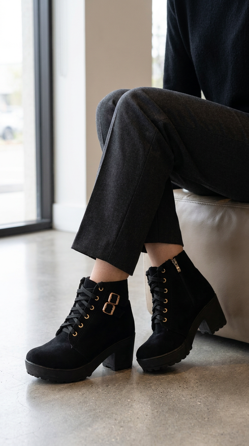 Black Laces K-Pop Boots