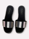 Black - Multicolored Beaded Flats - cunei