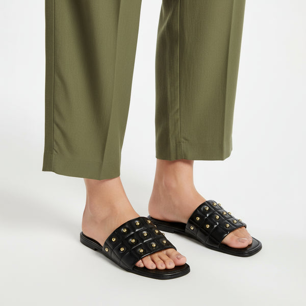 Black Opulence Buttoned Slides