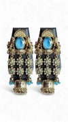 Blue and Gold Pearl Jhumka Earrings for women, Cunei India