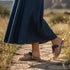Dark Blue Stone T-Strap Flats