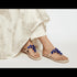 Dark Blue Stone T-Strap Flats