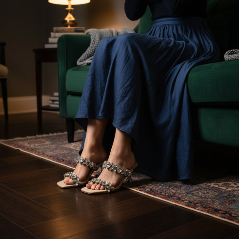 Crystal Two Strap Heels