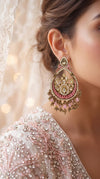 Blush Pink Chandbali Kundan Earrings for Women
