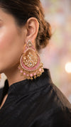 Blush Pink Chandbali Kundan Earrings for Women - view 3