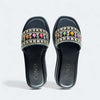 Bottle Green Golden Embroidered Sandals for Women - Casual & Summer Wear - Image 3 - Cunei India